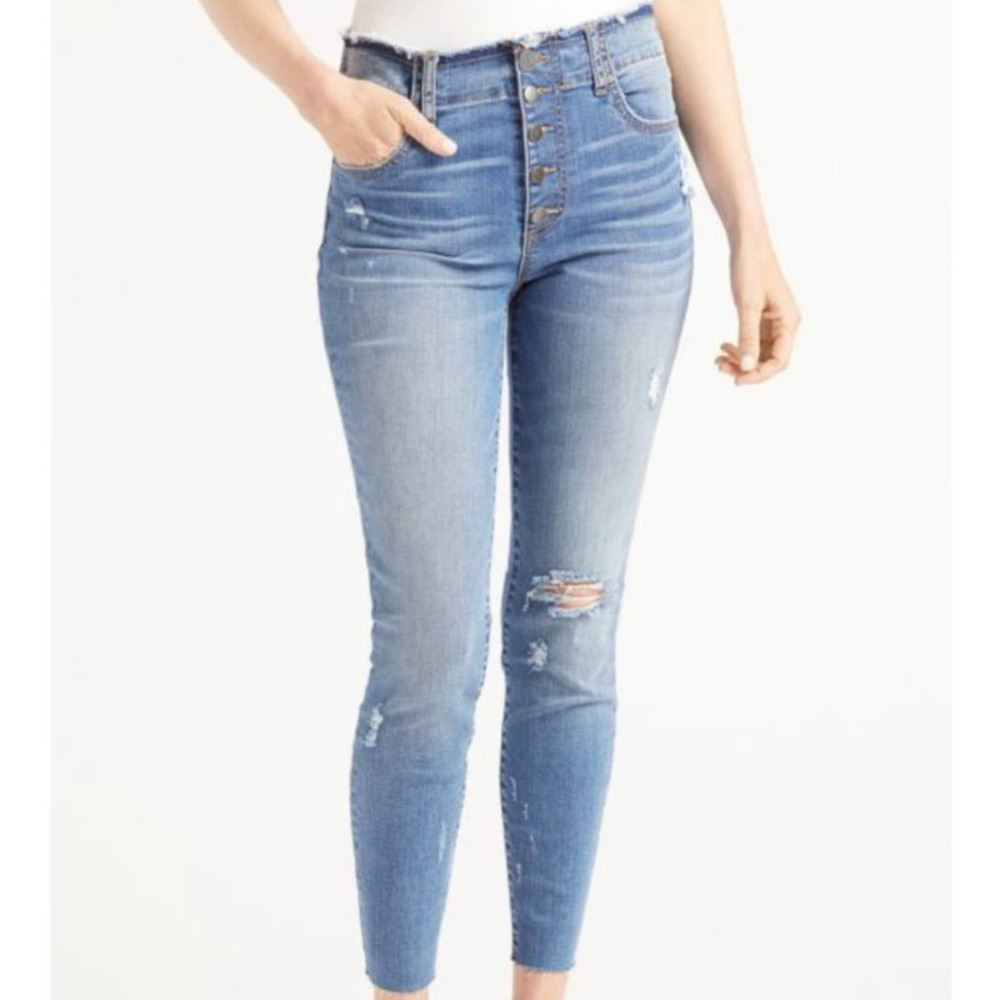 KUT from the Kloth Connie High Rise Ankle Skinny Raw Hem Distressed Jeans Size 6